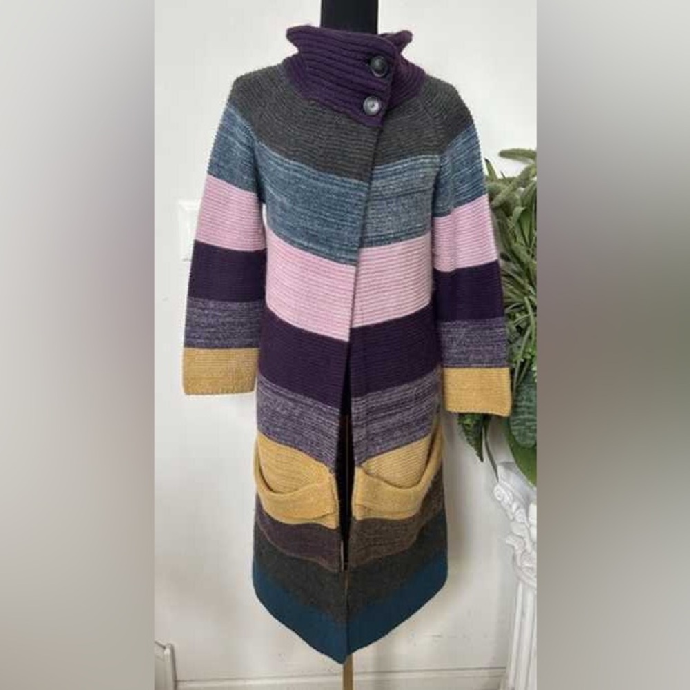 Theory Colorful Striped Cardigan sz L - Picture 3 of 9